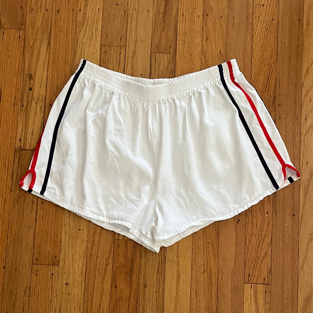 Brandy Melville White Shorts with Red and navy Stripes